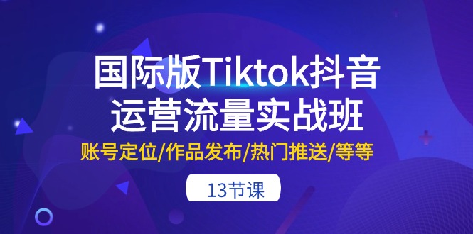 图片[1]-（10712期）国际版Tiktok抖音运营流量实战班：账号定位/作品发布/热门推送/等等-13节-大松资源网