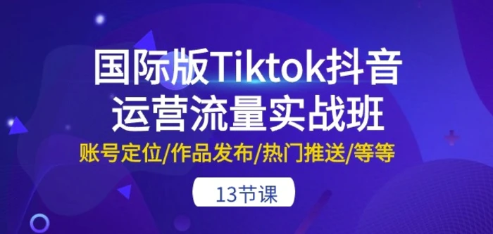 图片[1]-国际版Tiktok抖音运营流量实战班：账号定位/作品发布/热门推送/等等-13节-大松资源网