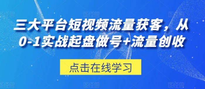 图片[1]-三大平台短视频流量获客，从0-1实战起盘做号+流量创收-大松资源网