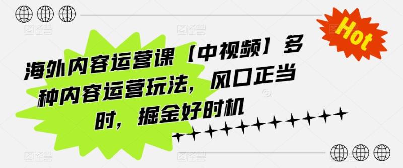 图片[1]-海外内容运营课【中视频】多种内容运营玩法，风口正当时，掘金好时机-大松资源网