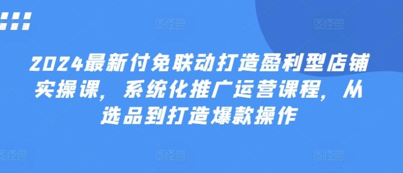 图片[1]-2024最新付免联动打造盈利型店铺实操课，​系统化推广运营课程，从选品到打造爆款操作-大松资源网