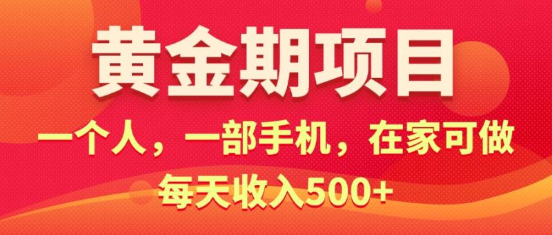 图片[1]-（11527期）黄金期项目，电商搞钱！一个人，一部手机，在家可做，每天收入500+-大松资源网