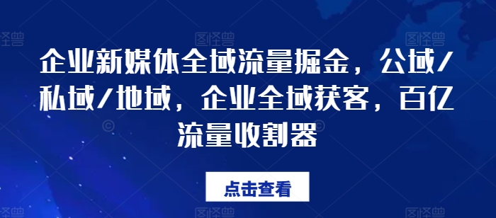 图片[1]-企业新媒体全域流量掘金，公域/私域/地域，企业全域获客，百亿流量收割器-大松资源网