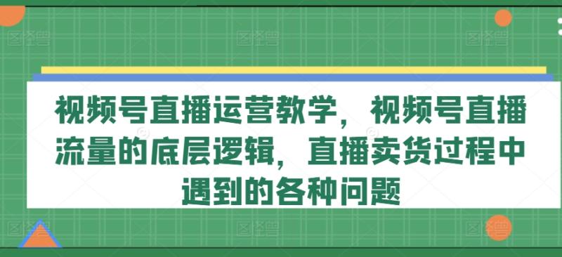 图片[1]-视频号直播运营教学，视频号直播流量的底层逻辑，直播卖货过程中遇到的各种问题-大松资源网