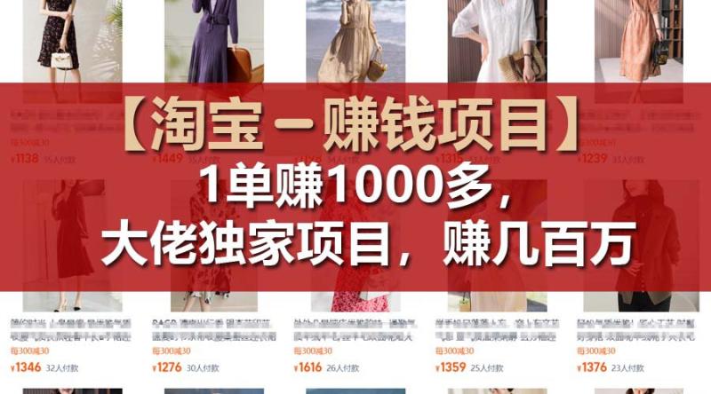 图片[1]-【淘宝赚钱项目】1单可赚1000多，大佬独家项目，年赚几百万-大松资源网