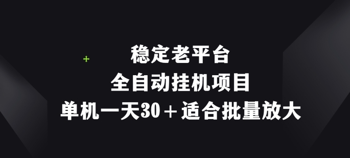 图片[1]-稳定老平台，全自动挂机项目，单机一天30+适合批量放大-大松资源网