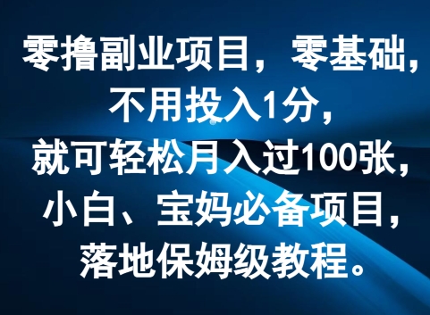 图片[1]-零撸副业项目，零基础，不用投入1分，就可轻松月入过100张，小白、宝妈必备项目，落地保姆级教程-大松资源网