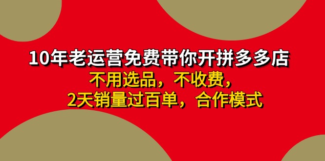 图片[1]-（11853期）拼多多 最新合作开店日收4000+两天销量过百单，无学费、老运营代操作、…-大松资源网