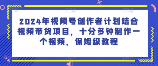 图片[1]-2024年视频号创作者计划结合视频带货项目，十分多钟制作一个视频，保姆级教程-大松资源网