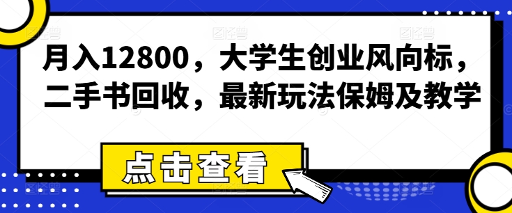 图片[1]-月入12800，大学生创业风向标，二手书回收，最新玩法保姆及教学-大松资源网