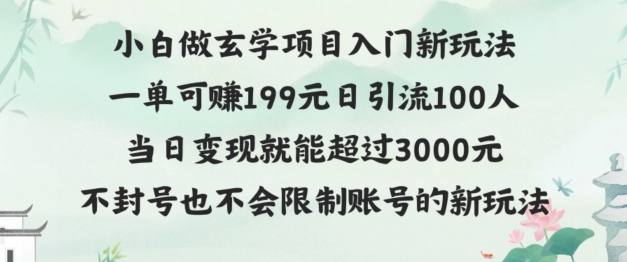 图片[1]-玄学项目入小白入门新玩法一单可赚199元日变现200+不封号不违规-大松资源网