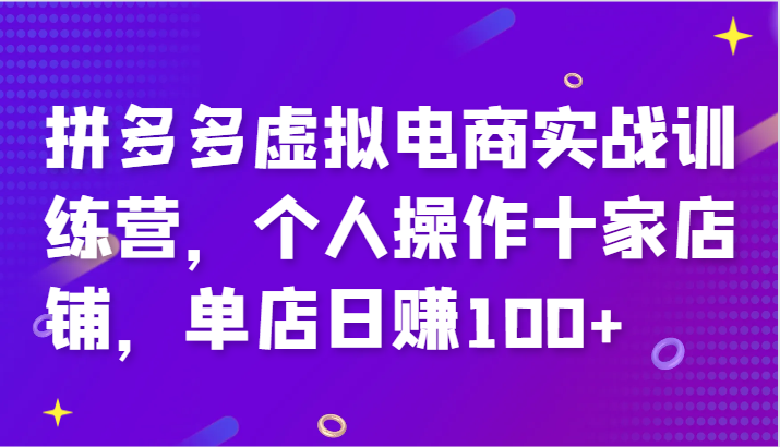 图片[1]-拼多多虚拟电商实战训练营，个人操作十家店铺，单店日赚100+-大松资源网