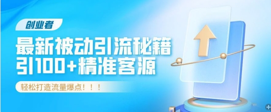 图片[1]-创业者必看，解锁最新被动引流秘籍，日引100+精准客源，轻松打造流量爆点!-大松资源网