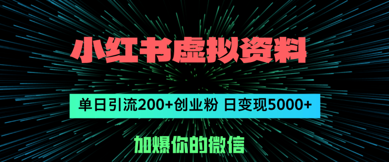 图片[1]-（12164期）小红书虚拟资料日引流200+创业粉，单日变现5000+-大松资源网