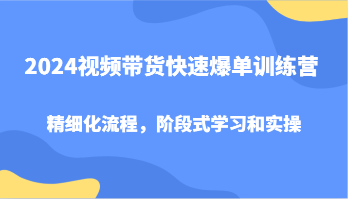 图片[1]-2024视频带货快速爆单训练营，精细化流程，阶段式学习和实操-大松资源网