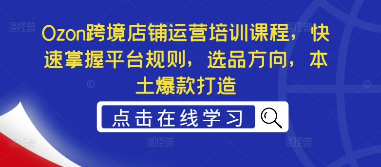 图片[1]-Ozon跨境店铺运营培训课程，快速掌握平台规则，选品方向，本土爆款打造-大松资源网