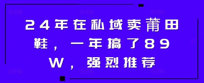 图片[1]-24年在私域卖莆田鞋，一年搞了89W，强烈推荐-大松资源网