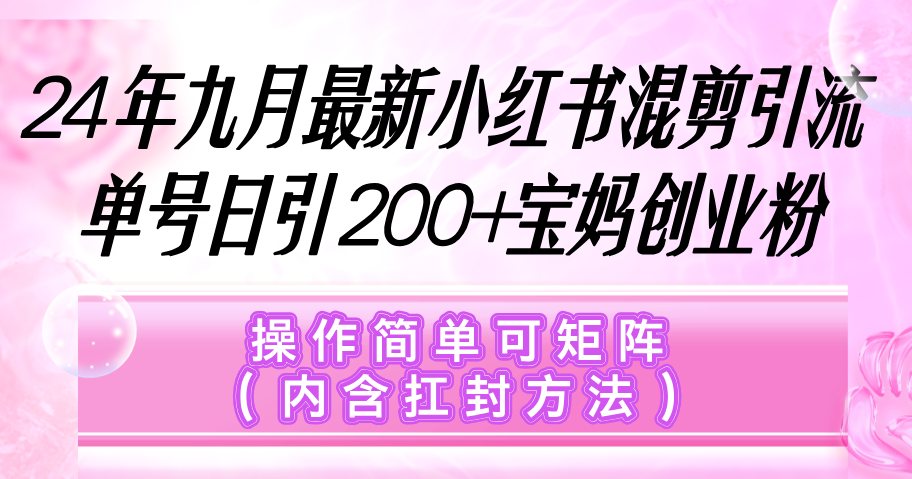 图片[1]-（12530期）小红书混剪引流，单号日引200+宝妈创业粉，操作简单可矩阵（内含扛封…-大松资源网