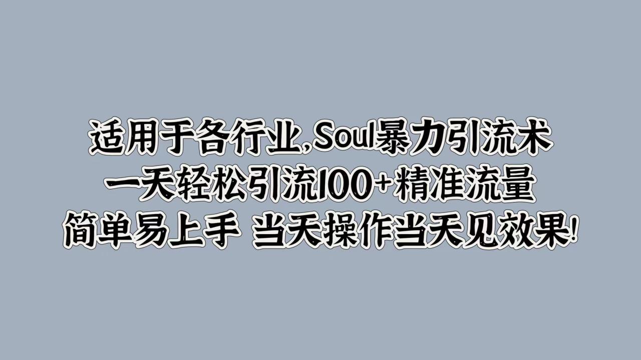 图片[1]-Soul暴力引流术，一天轻松引流100+精准流量，简单易上手 当天操作当天见效果!-大松资源网