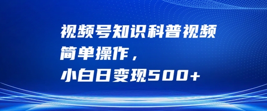 图片[1]-视频号知识科普视频，简单操作，小白日变现500+-大松资源网