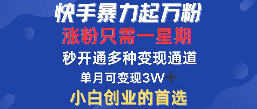 图片[1]-（12651期）快手暴力起万粉，涨粉只需一星期，多种变现模式，直接秒开万合，小白创…-大松资源网