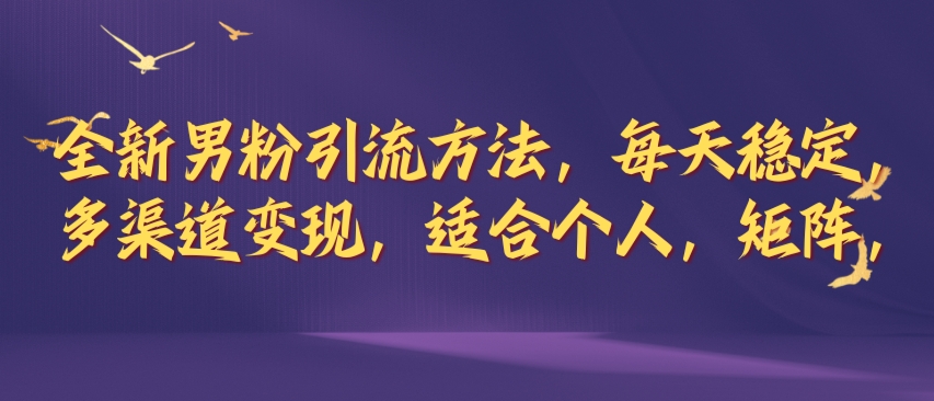 图片[1]-全新男粉引流方法，每天稳定加人，适合个人，矩阵，多渠道变现-大松资源网