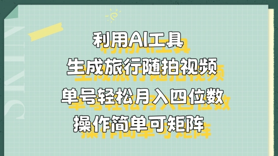 图片[1]-利用AI工具生成旅行随拍视频，单号轻松月入四位数，操作简单可矩阵-大松资源网