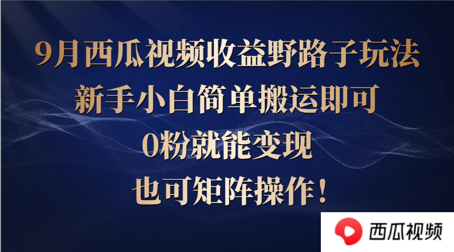 图片[1]-（12760期）西瓜视频收益野路子玩法，新手小白简单搬运即可，0粉就能变现，也可矩…-大松资源网