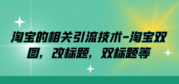 图片[1]-淘宝的相关引流技术-淘宝双图，改标题，双标题等-大松资源网