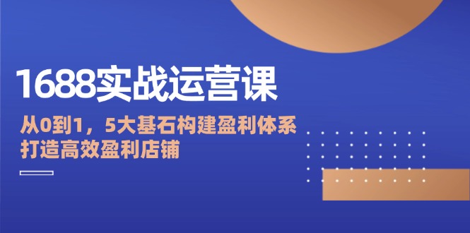 图片[1]-1688实战运营课：从0到1，5大基石构建盈利体系，打造高效盈利店铺-大松资源网