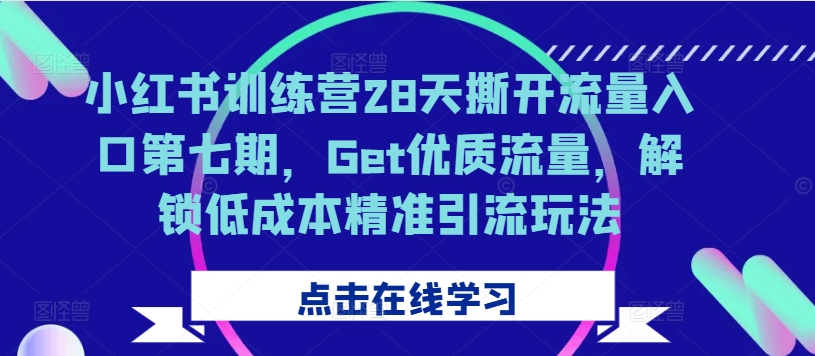 图片[1]-小红书训练营28天撕开流量入口第七期，Get优质流量，解锁低成本精准引流玩法-大松资源网