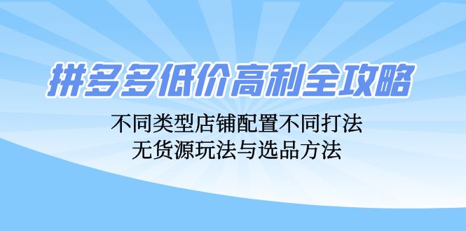 图片[1]-拼多多低价高利全攻略：不同类型店铺配置不同打法，无货源玩法与选品方法-大松资源网