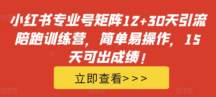 图片[1]-小红书专业号矩阵12+30天引流陪跑训练营，简单易操作，15天可出成绩!-大松资源网