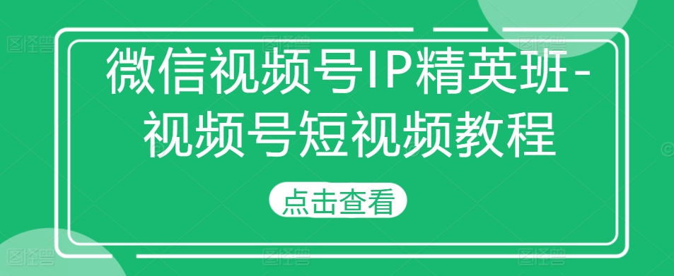 图片[1]-微信视频号IP精英班-视频号短视频教程-大松资源网