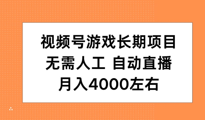 图片[1]-视频号游戏长期项目，无需人工，自动直播，月入4000左右-大松资源网