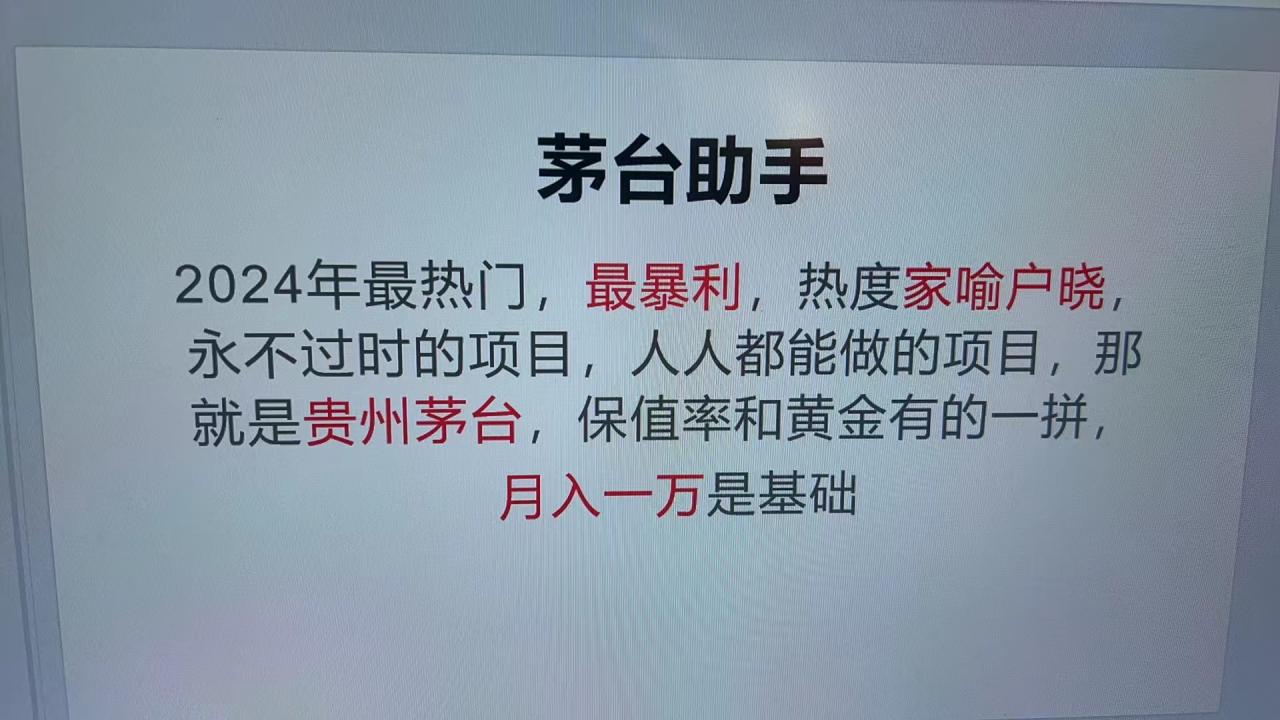 图片[1]-（13217期）魔法贵州茅台代理，永不淘汰的项目，抛开传统玩法，使用科技，命中率极…-大松资源网