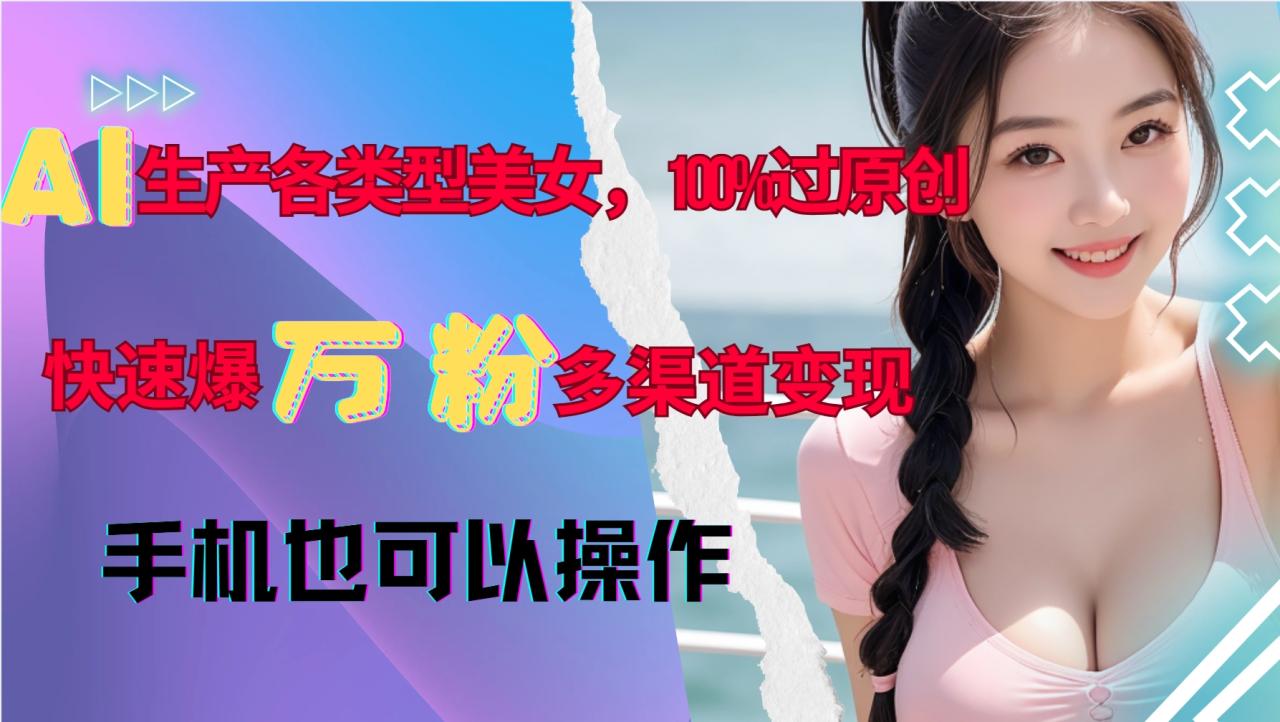 图片[1]-AI生产各类型美女，100%过原创，快速爆万粉，多渠道变现，新手可做-大松资源网