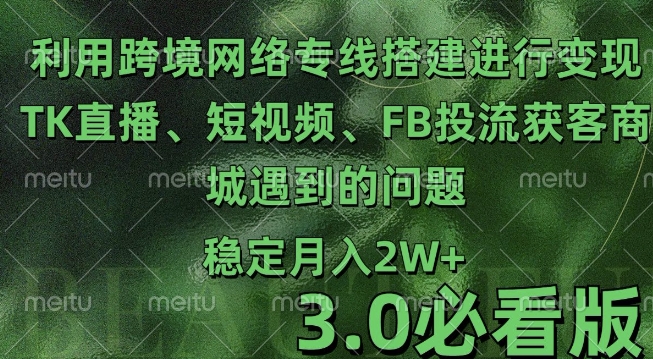 图片[1]-利用跨境电商网络及搭建TK直播、短视频、FB投流获客以及商城遇到的问题进行变现3.0必看版-大松资源网