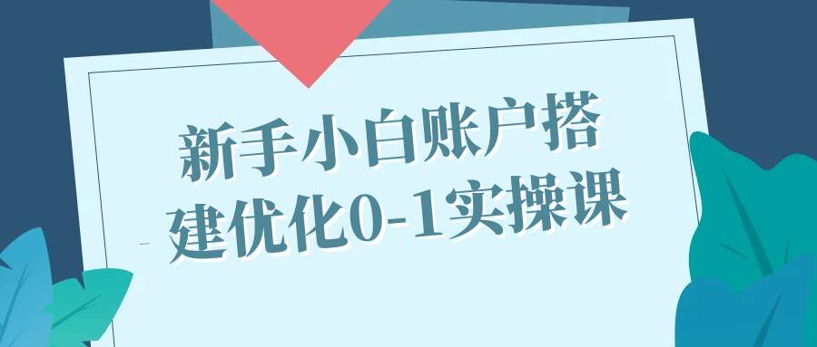 图片[1]-新手小白账户搭建优化0-1实操课-大松资源网