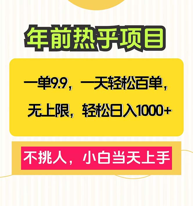 图片[1]-（13795期）一单9.9，一天百单无上限，不挑人，小白当天上手，轻松日入1000+-大松资源网