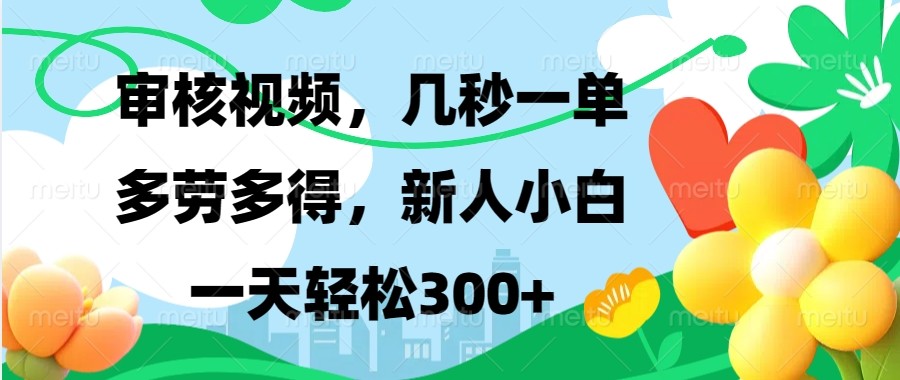 图片[1]-审核视频，几秒一单，多劳多得，新人小白一天轻松300+-大松资源网