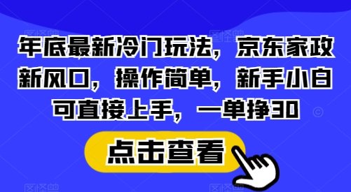 图片[1]-年底最新冷门玩法，京东家政新风口，操作简单，新手小白可直接上手，一单挣30-大松资源网