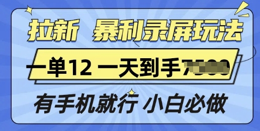 图片[1]-拉新暴利录屏玩法，一单12块，有手机就行，小白必做-大松资源网