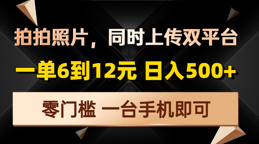 图片[1]-（13783期）拍拍照片，同时上传双平台，一单6到12元，轻轻松松日入500+，零门槛，…-大松资源网