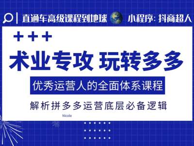 图片[1]-术业专攻玩转多多，优秀运营人的全面体系课程，解析拼多多运营底层必备逻辑-大松资源网