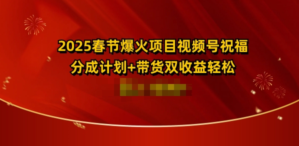 图片[1]-2025春节爆火项目视频号祝福，分成计划+带货双收益，轻松日入多张-大松资源网