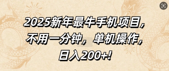 图片[1]-2025新年最牛手机项目，不用一分钟，单机操作，日入200+-大松资源网