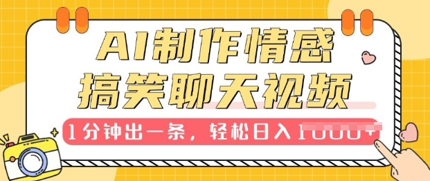 图片[1]-AI制作情感搞笑聊天视频，1分钟出一条，100%过原创，新手也能轻松上手-大松资源网