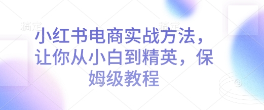 图片[1]-小红书电商实战方法，让你从小白到精英，保姆级教程-大松资源网