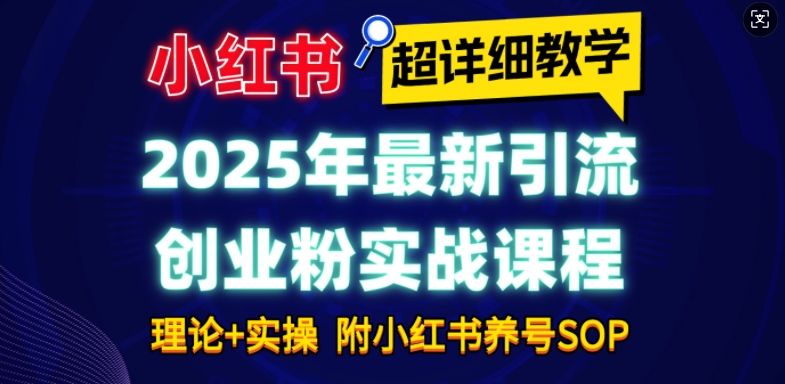 图片[1]-2025年最新小红书引流创业粉实战课程【超详细教学】小白轻松上手，月入1W+，附小红书养号SOP-大松资源网